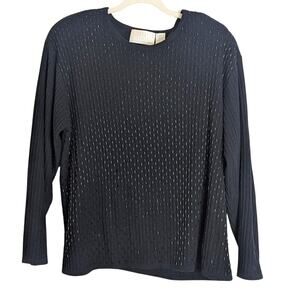 Vintage Y2K Liz Claiborne Roll Sequenced Tight Knit Sweater Women's 2X Petite